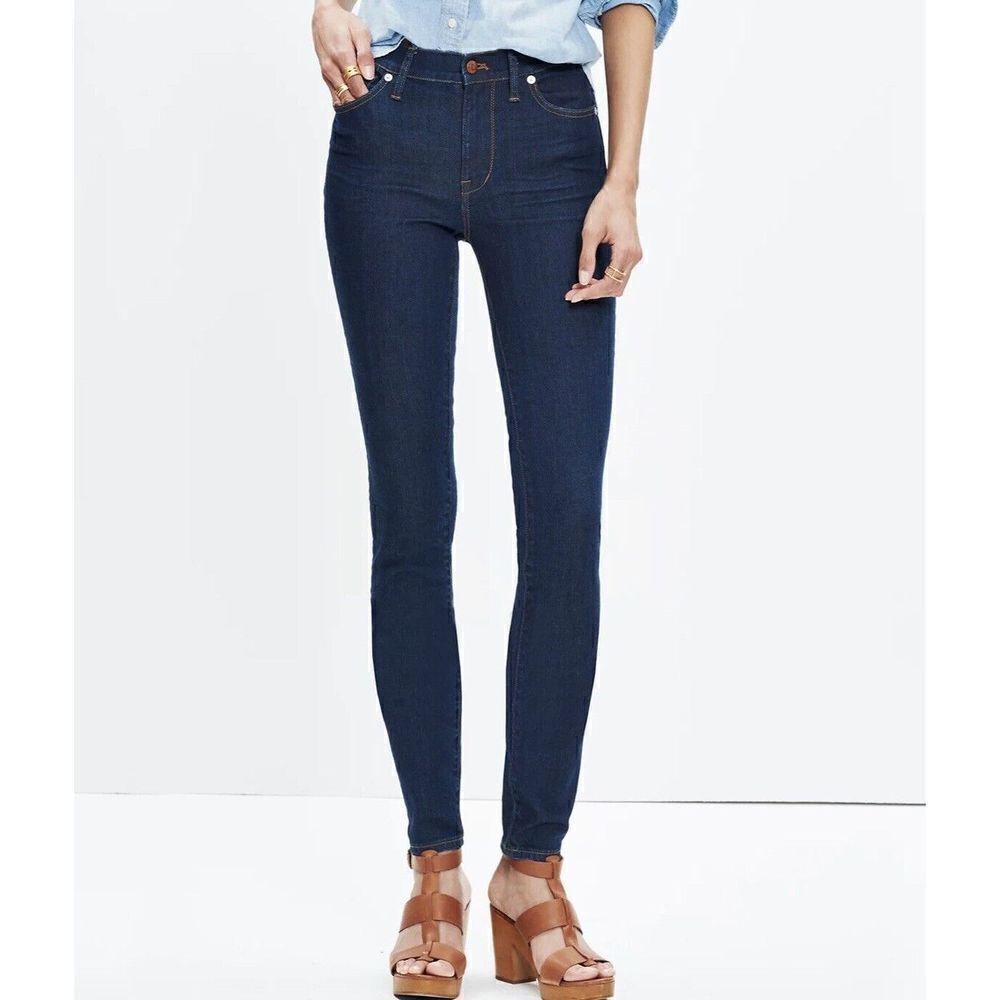 MADEWELL Womens 9" High-Rise Skinny Jeans Cotton Stretch Distressed B7131 Sz 28